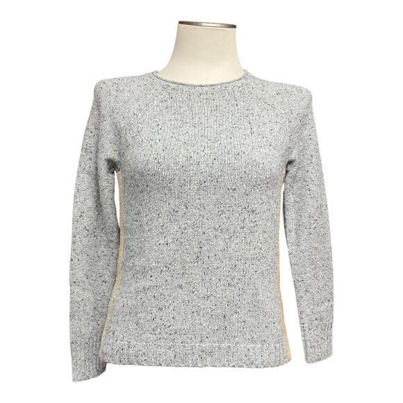 J.Crew Factory Gray Donegal Gold Shimmer Lambswool Sweater XXS - Picture 7 of 9